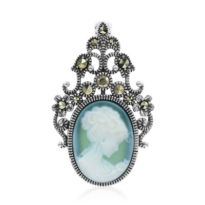 Zilveren hanger met een groene agaat