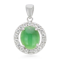 Zilveren hanger met een keizerlijk chrysopraas