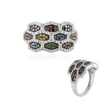 Zilveren ring met I3 Champagne Diamanten