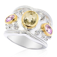 Zilveren ring met een kanariegele kunziet (Dallas Prince Designs)