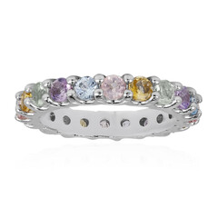 Zilveren ring met hemel-blauwe topaasstenen