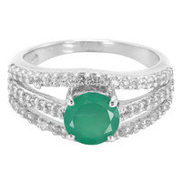 Zilveren ring met een groene chalcedoon