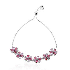 Zilveren armband met roze topaasstenen