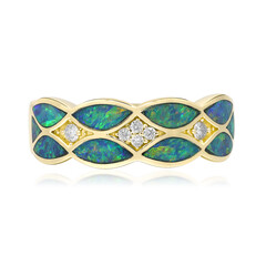 Gouden ring met Lightning Ridge Zwarte Opalen (CIRARI)