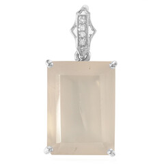 Zilveren hanger met een roze chalcedon