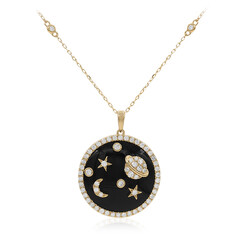 Gouden halsketting met een zwarte onyx (CIRARI)