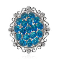 Zilveren ring met neon blauwe apatieten (Dallas Prince Designs)