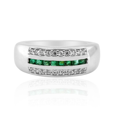 Zilveren ring met Zambia-smaragdstenen