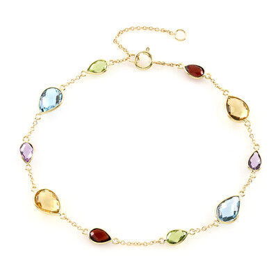 Gouden armband met hemel-blauwe topaasstenen