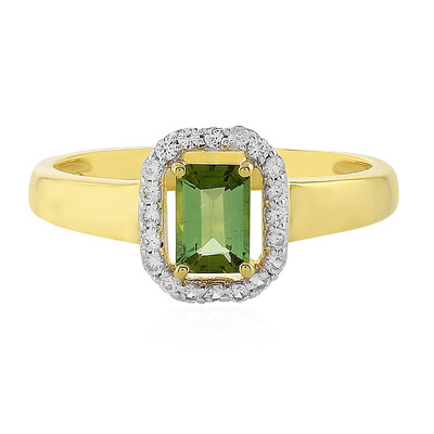 Zilveren ring met een groene toermalijn