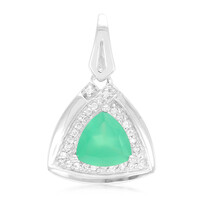 Zilveren hanger met een groene chalcedoon