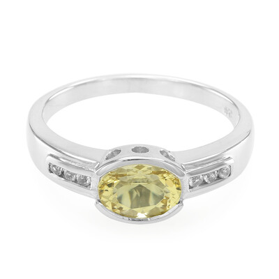 Zilveren ring met een gele beril