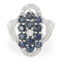 Zilveren ring met blauwe saffieren