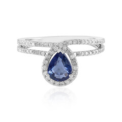 Gouden ring met een Blauwe Ceylon saffier