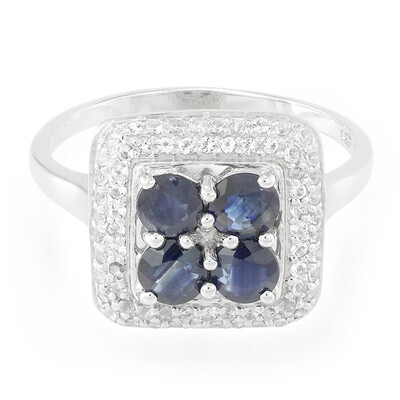Zilveren ring met blauwe saffieren