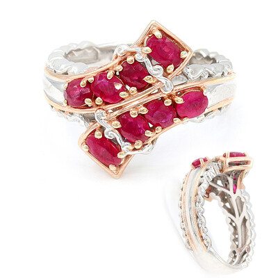 Zilveren ring met Birmese Robijnen (Gems en Vogue)