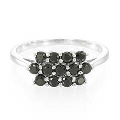 Zilveren ring met zwarte spinelstenen
