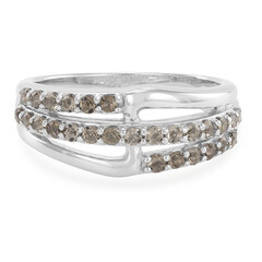 Zilveren ring met rookkwartskristallen