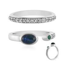 Zilveren ring met een blauwe ster saffier