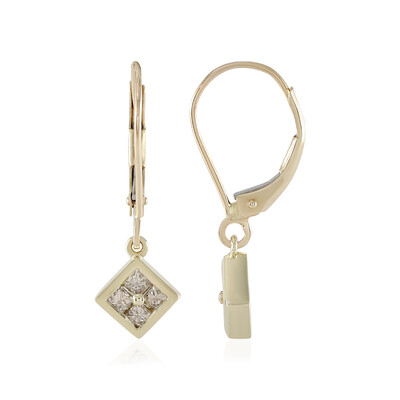 Gouden oorbellen met I2 Bruine Diamanten