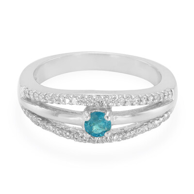 Zilveren ring met een neon blauwe apatiet