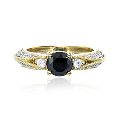 Gouden ring met een zwarte diamant