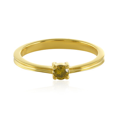 Zilveren ring met een I4 Gele Diamant