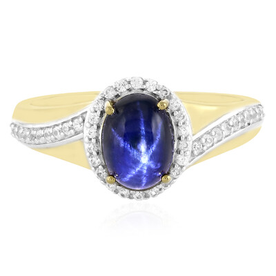 Zilveren ring met een blauwe ster saffier