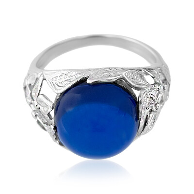Zilveren ring met een Blauwe Colombiaanse Barnsteen (dagen)