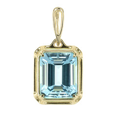 Gouden hanger met een hemel-blauwe topaas