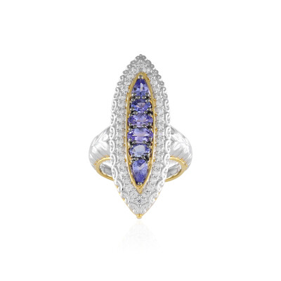 Zilveren ring met tanzanieten (Gems en Vogue)