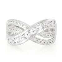 Zilveren ring met witte saffieren