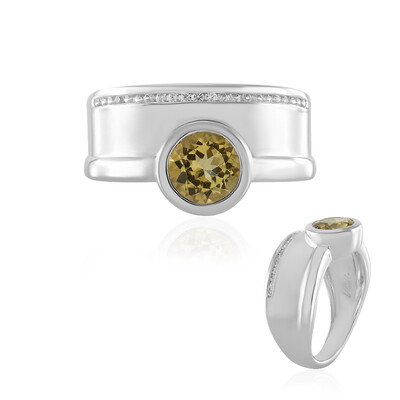 Zilveren ring met een gele beril (de Melo)