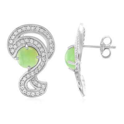Zilveren oorbellen met keizerlijke chrysopraasstenen