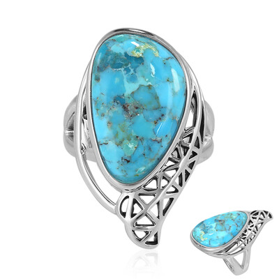 Zilveren ring met een Blauwe Kingman Mohave Turkoois (Art of Nature)