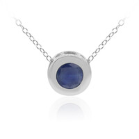 Zilveren halsketting met een blauwe saffier