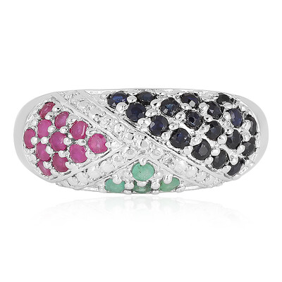Zilveren ring met robijnen