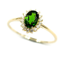 Gouden ring met een Russische diopsied