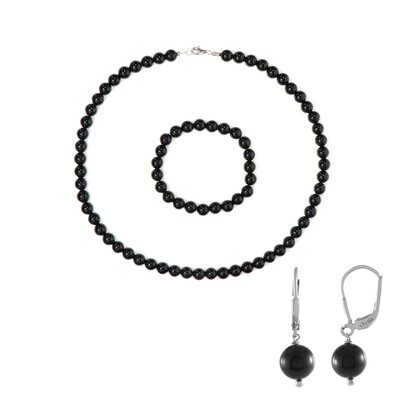 Zilveren set met zwarte onyxen