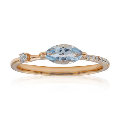 Gouden ring met een AAA Braziliaanse Aquamarijn (CIRARI)