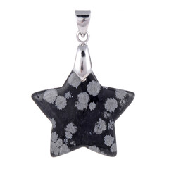 Zilveren hanger met een sneeuwvlokken obsidiaan