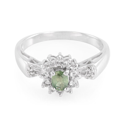 Zilveren ring met een groene saffier