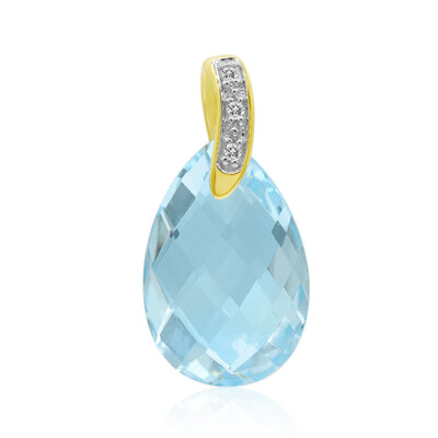 Gouden hanger met een hemel-blauwe topaas