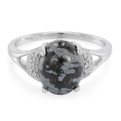 Zilveren ring met een sneeuwvlokken obsidiaan