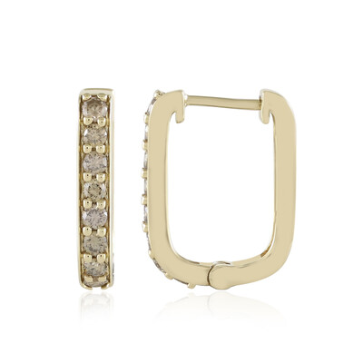 Gouden oorbellen met SI1 Champagne Diamanten