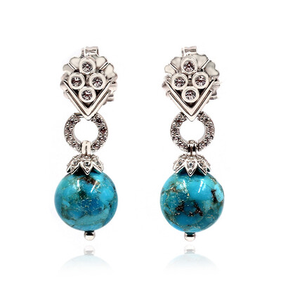 Zilveren oorbellen met turkooisstenen (Dallas Prince Designs)