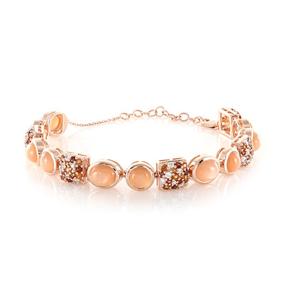 Zilveren armband met Perzik Maanstenen (KM by Juwelo)