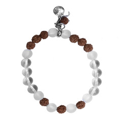 Zilveren armband met witte kwartskristallen