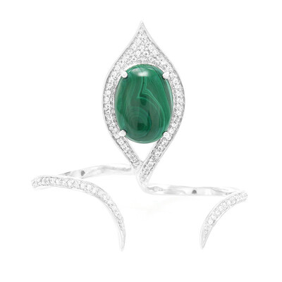 Zilveren ring met een Malachiet
