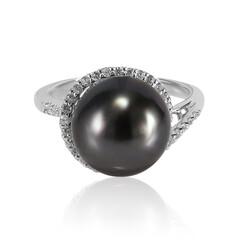 Zilveren ring met een Tahiti parel (TPC)